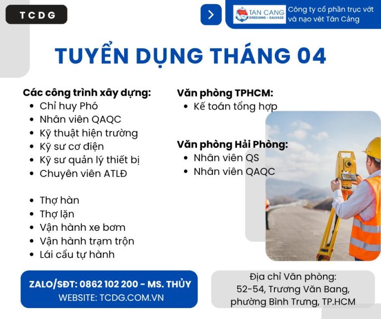 [TCDG] Thông tin Tuyển dụng 04.2026 - Tan Cang Dredging